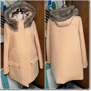 J. Crew Chateau Parka Coat - Peach, Size 12